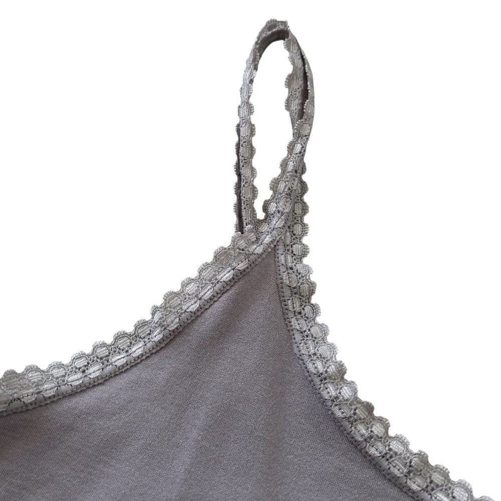 Lebody Womens Seamless Lace Trim Camisole Tank Top Taupe Grey M Basic Capsule - Picture 2 of 6